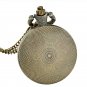 Vintage Prague Astronomical Old Clock Pocket Watch Unisex Bronze Pendant Necklace Chain Flat Earth