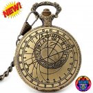 Large Size Prague Astronomical Old Clock Pocket Watch Unisex Bronze Pendant Necklace Chain Vintage