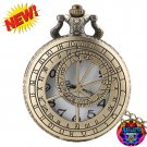Large Size Prague Astronomical Old Clock Pocket Watch Unisex Bronze Pendant Necklace Chain Vintage X