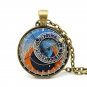 New Prague Astronomical Old Clock Pendant Necklace Bronze jewelry World Map Flat Earth Birthday Gift
