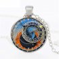New Prague Astronomical Old Clock Pendant Necklace Bronze jewelry World Map Flat Earth Birthday Gift