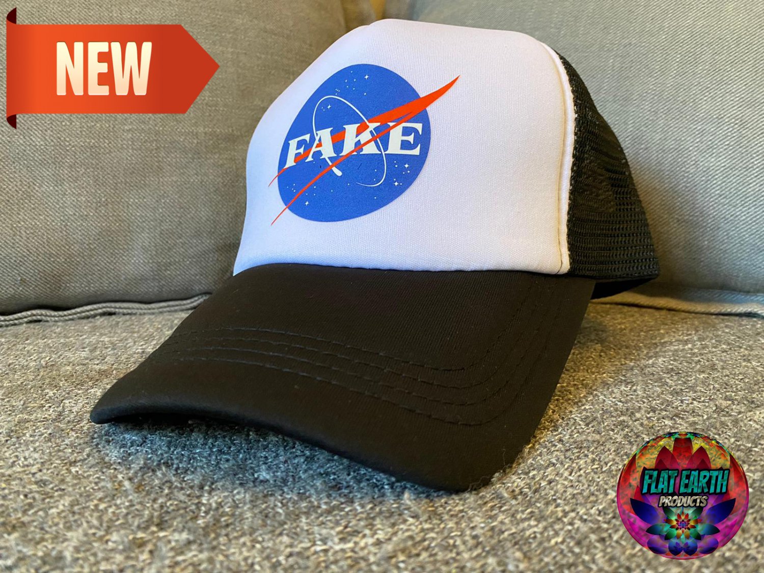 NASA Fake Logo White Black Cap Flat Earth Dad Hat Fashion Space Lies Summer Trucker Baseball Unisex