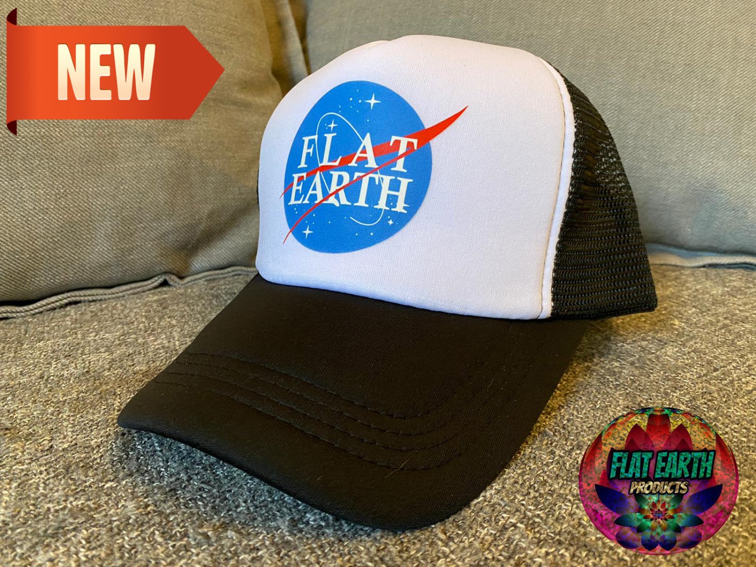NASA Flat Earth Blue Logo White Black Cap Dad Hat Fashion Space Summer Trucker Baseball Unisex Space