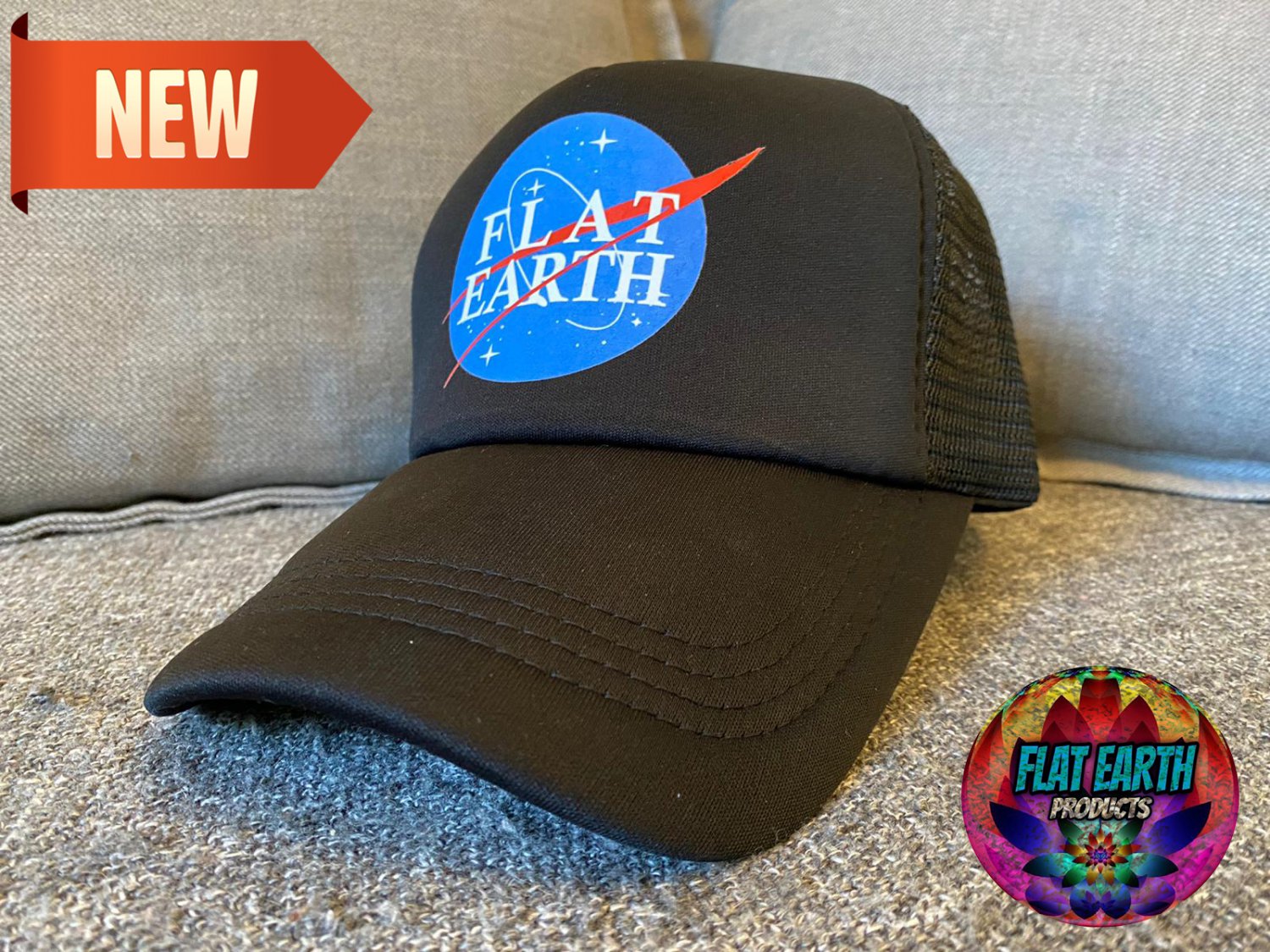 NASA Flat Earth Blue Logo Black Cap Dad Hat Fashion Space Summer Trucker Baseball Unisex Fake Space