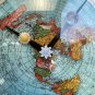 V3 Gleason's Flat Earth 24-Hour Wall Clock 12in/30cm Glass Dome 1892 World Map
