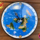 V3 Europe Flat Earth 24 Hour Wall Clock 12″ in/30cm Azimuthal World Map Full Day