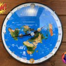 V3 East Europe Flat Earth 24 Hour Wall Clock 12″ in/30cm Azimuthal World Map AE