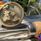 Gold Flat Earth 50mm Hot Brass Stamp Iron Mold +Rod World AE Map Model Realm Clay Leather DIY Gift