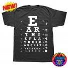 Earth is Flat Eye Chart Test Vision T-Shirt Model Map Snellen Unisex Fashion World Planet Firmament