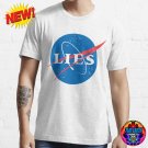 Flat Earth NASA Lies T-Shirt Logo Space is Fake Unisex Fashion Black White Navy Firmament Dome ISS
