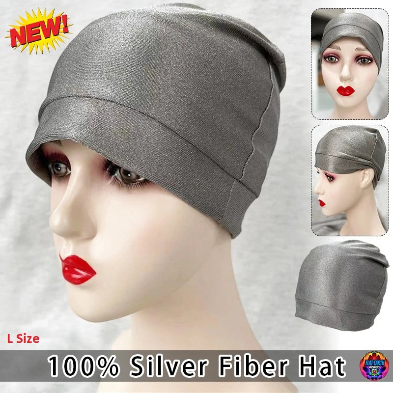 54cm L Size Anti-Radiation Cap EMF Protection Hat Gray Faraday Hoodie Silver Fiber Blocks 5G WiFi BT