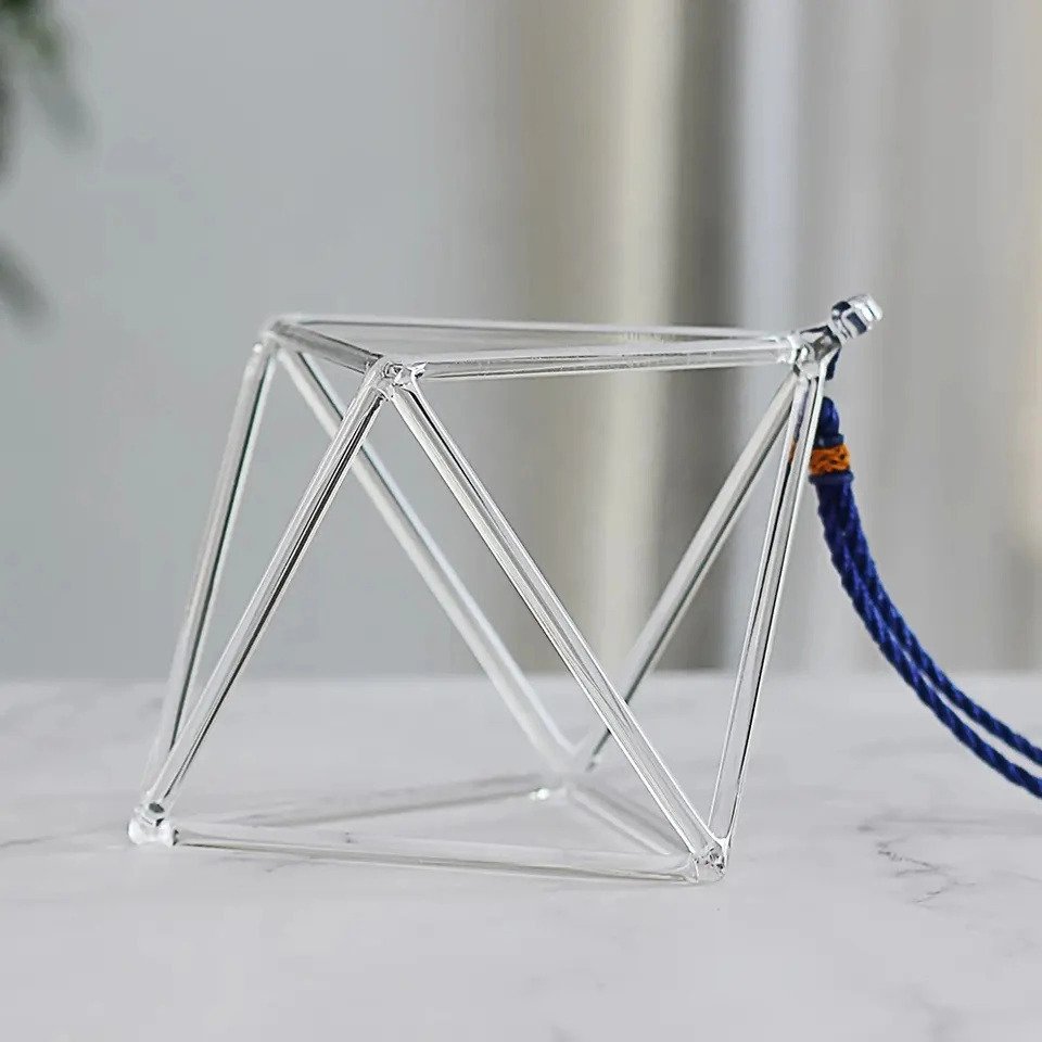 8-inch Merkaba Crystal Singing Pyramid Octahedron Playing Mallet Quartz Diamond Energy Healing Sound