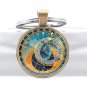 Prague Astronomical Old Clock Pendant Key Chain World Realm Jewelry Gift Keychain Silver Gold Black