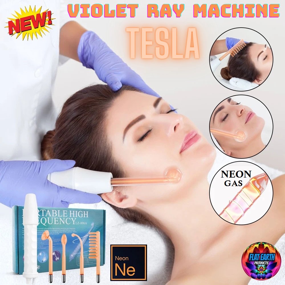 Orange Neon Portable Tesla Violet Ray High-Frequency Electrodes Plasma Machine Skin Therapy Healing