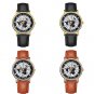 B&W The Earth is Flat Map Wristwatch Gleason World Effect Brown Leather Watch Unisex Azimuthal Gift