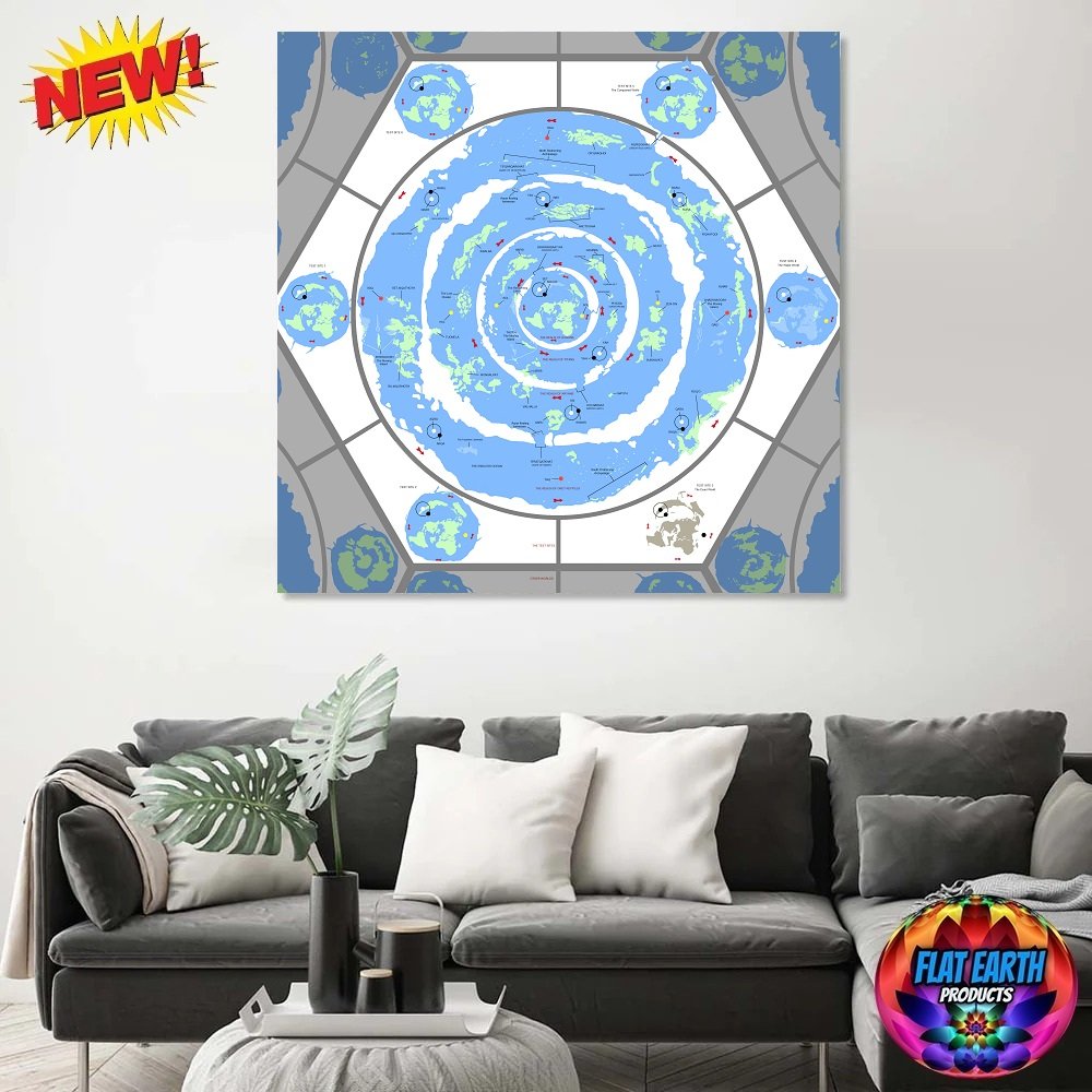 30x30cm Flat Earth Worldmap Canvas Print Poster World Beyond The Ice Wall Decor Terra Infinita Gift