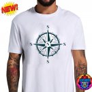 New Compass Flat Earth T-Shirt White-L Everywhere is South World Plane Realm Unisex Tee Meme FE Gift