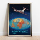 16x23inch 40x60cm Vintage Aeroflot Soviet Flat Earth Map Airline Canvas Poster Print FE Wall Art HOT