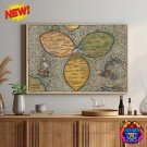 27x39inch 70x100cm Bunting Clover Leaf Flat Earth World Map Poster Canvas Jerusalem 1581 HD Wall Art