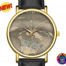 Orlando Ferguson Flat Earth Map Wristwatch Black 1893 World Terra Vintage Unisex Quartz Watch Gift