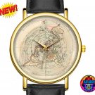 Philippe Buache Flat Earth Map Wristwatch Black Band 1730 World Realm Unisex Quartz Watch Art Gift