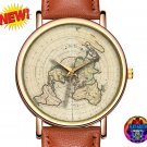 Planisphere Terrestre Wristwatch Flat Earth World Map Brown Band 1696 Suivant les nouvelles Cassini