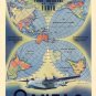 Qantas Empire Airways Flat Earth Map Wristwatch Black Band 1938 World Watch Four Quarters Airlines X
