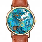 Terra Infinita Wristwatch Flat Earth More Land & Beyond Brown Band World Realm Map Antarctica Watch