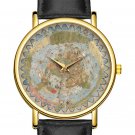 Urbano Monte Flat Earth Map Wristwatch Black Band 1587 Vintage World Realm Terra Men Watch Rare Gift