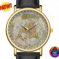 Urbano Monte Flat Earth Map Wristwatch Black Band 1587 Vintage World Realm Terra Men Watch Rare Gift