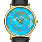 Beyond The Ice Wall Wristwatch V1 Black Band Flat Earth World Map Realm Terra Infinita Watch Men Art