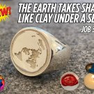 Flat Earth Signet Ring Wax Seal Stamp World Map Gold Silver Men Medieval Vintage Jewelry Gift