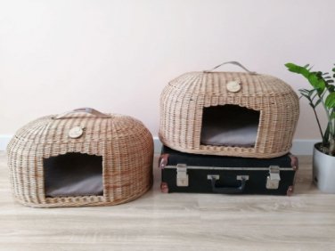 Wicker Cat House, Portable House,Soft Cat Bed, Cozy House, Cat Cave, Pet House