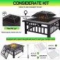 Square Outdoor Fire Pit Table 1Charcoal Brazier Garden Courtyard