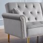 Futon Sofa Bed, Velvet Upholstered Modern Convertible Folding Futon Lounge Couch