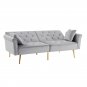 Futon Sofa Bed, Velvet Upholstered Modern Convertible Folding Futon Lounge Couch