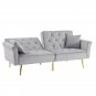 Futon Sofa Bed, Velvet Upholstered Modern Convertible Folding Futon Lounge Couch
