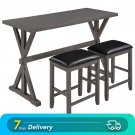 3-Piece Counter Height Wood Kitchen Dining Table Set with 2 Stools for Small Places