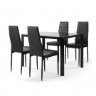 5 Pieces Dining Table Chair Set for 4 Include 1 Tempered Glass Desktop Dining Table