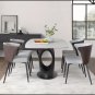 Modern Dining Table, Sintered Stone Tabletop Dining Room Table for Up To 8, Solid Black Carbon Steel