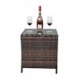 Rattan Side Coffee Table Glass Surface Brown Gradient Iron Frame