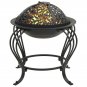 Fire Pit BBQ Grill Steel Fire Bowl with Carved Pattern Cover for Camping Beach Backyard Garden