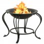 Fire Pit BBQ Grill Steel Fire Bowl with Carved Pattern Cover for Camping Beach Backyard Garden