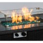 Outdoor 44â Fire Pit Table Rectangle 50,000BTU with 8mm Tempered Glass Tabletop Blue Stone Steel