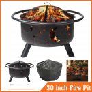 Outdoor Fire Pit Wood Burning Steel BBQ Grill Firepit Bowl with Mesh Fire Pit Outdoor Fireplace