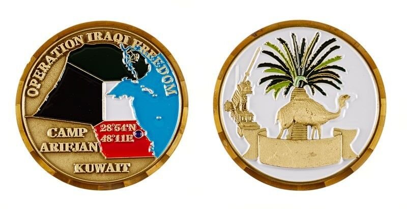 CAMP ARIFJAN KUWAIT OPERATION IRAQI FREEDOM OIF 1.75" CHALLENGE COIN
