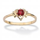 WOMENS 14K GOLD GP BIRTHSTONE RUBY HEART SHAPE RING SIZE  5 6 7 8 9 10