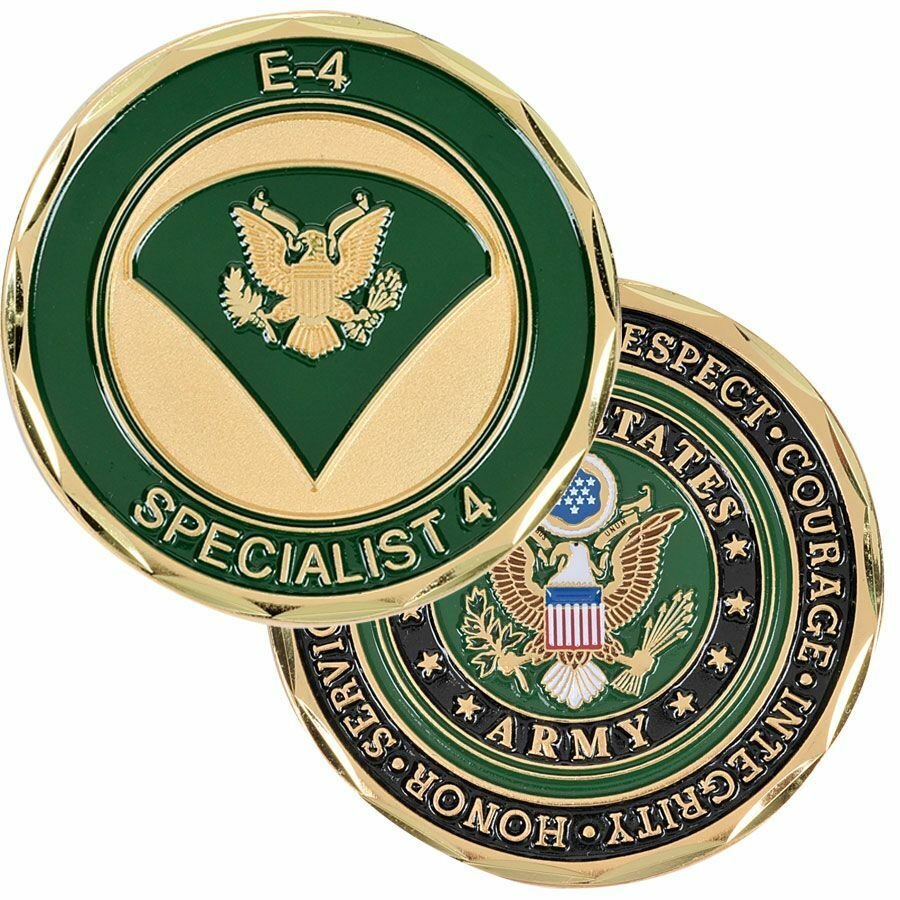 ARMY SPECIALIST 4 SPEC 4 E-4 1.75" CHALLENGE COIN