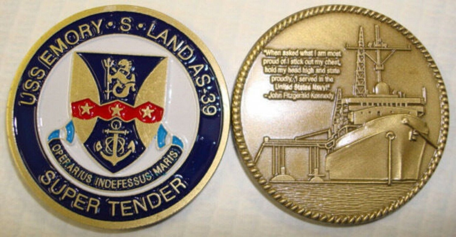 NAVY SUBMARINE USS EMORY S LAND AS-39 MILITARY SUPER TENDER CHALLENGE COIN