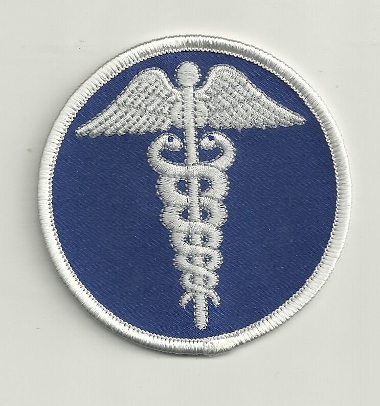 CADUCEUS EMBROIDERED BLUE PATCH EMT EMS FIRE NURSE PARAMEDIC MEDIC